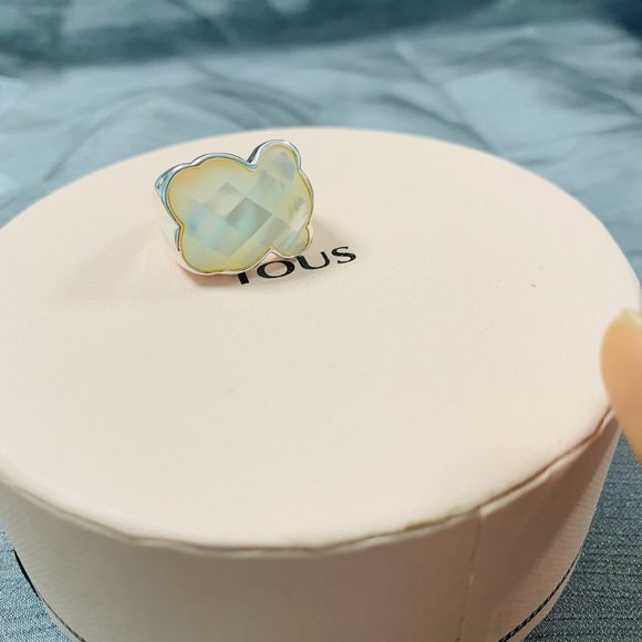 TOUS Ring Silver TOUS Color Ring with faceted mother-of-pearl Women Jewelry 56# - Picture 9 of 14